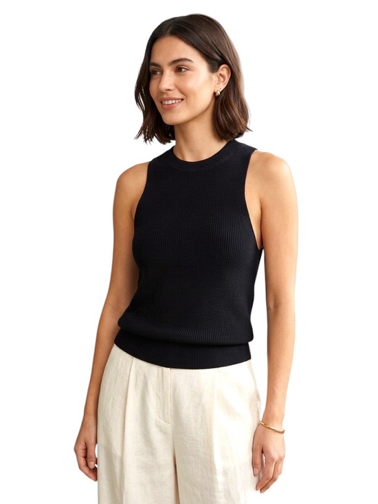 Aritzia Tops - Aritzia Wilfred Knit Minimalist Black Crew Neck Sleeveless Top Size Large